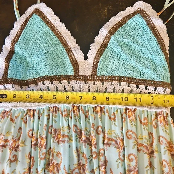 NWT Fun And Flirty Crochet Halter Style Maxi Dress - Picture 13 of 14